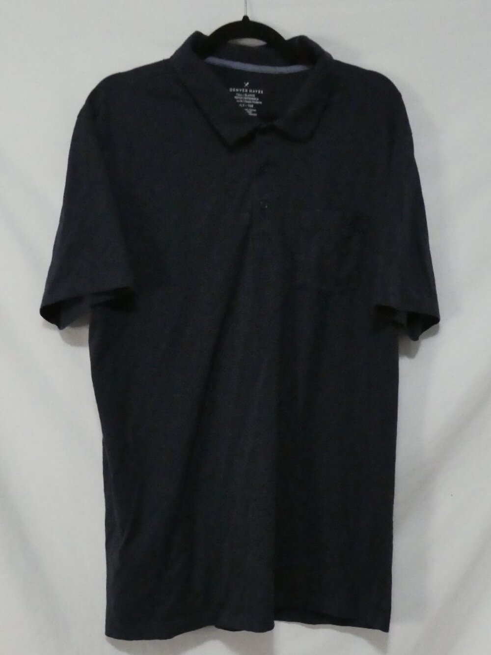 DENVER HAYES Tall Men's Short Sleeve Pocket Polo Shirt Dark Navy Blue - Size XLT